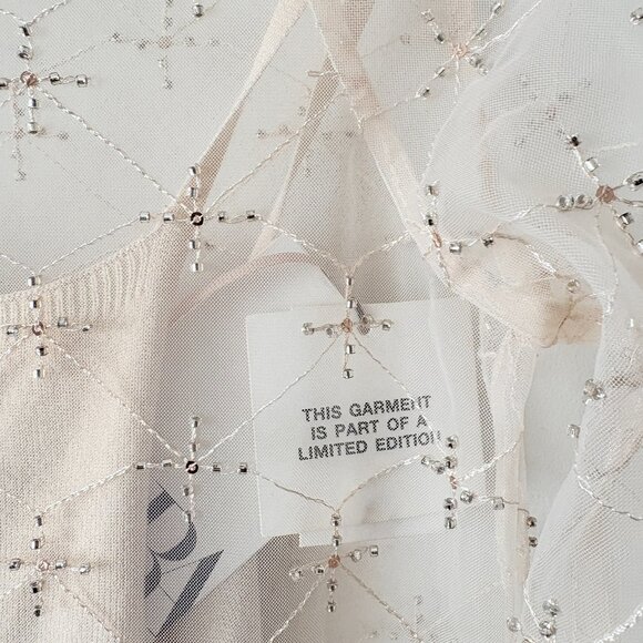 Zara Festive Knit Beaded Dress Limited Edition NWT Cava Beige Size Small - Picture 12 of 15